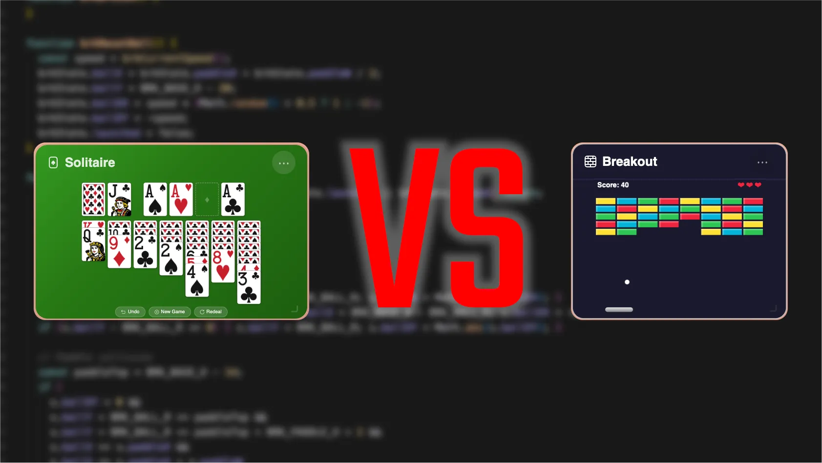 Solitaire and Breakout game widgets in Cute Desk App